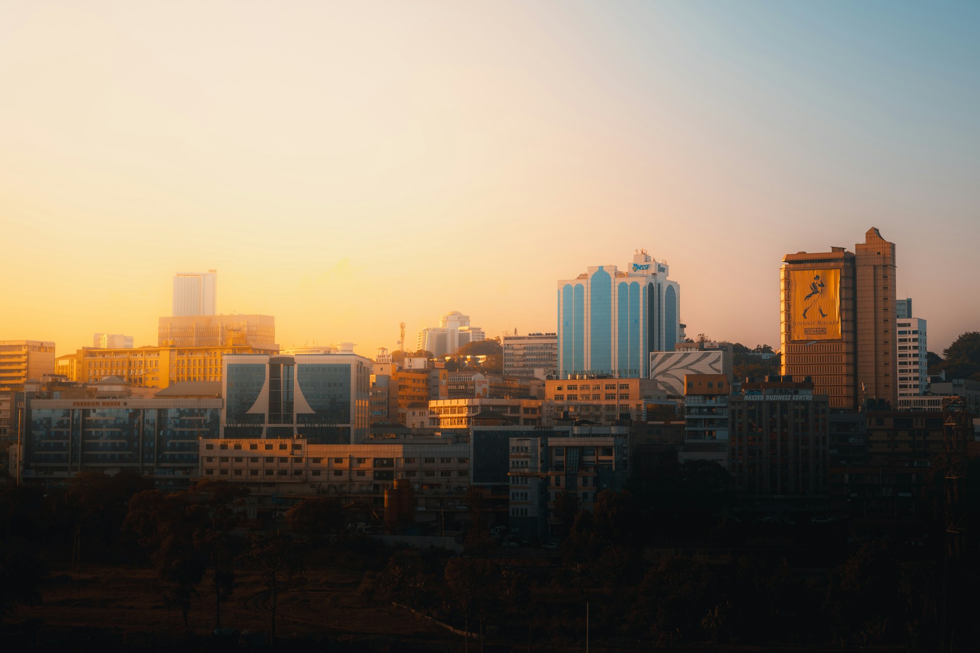 Kampala skyline at sunset — seven hills city tour, Uganda